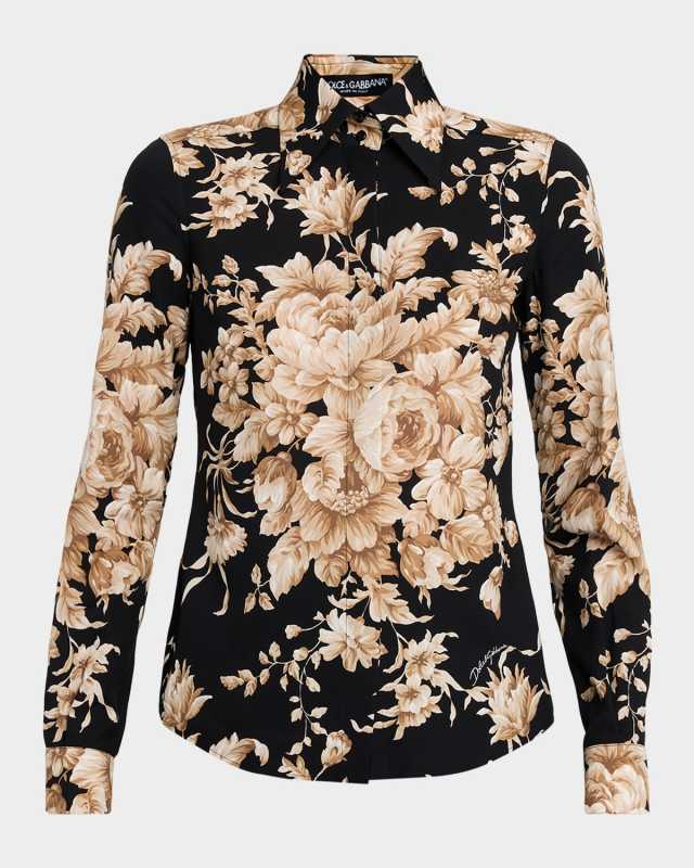 Rose Cretonne Charmeuse Button-Down Shirt